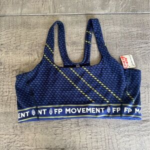 FP Movement Chill Motif Sports Bra Blue Strappy Back Athletic Bra NWT XL
